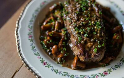 Bison Steaks with Brandy Peppercorn Sauce